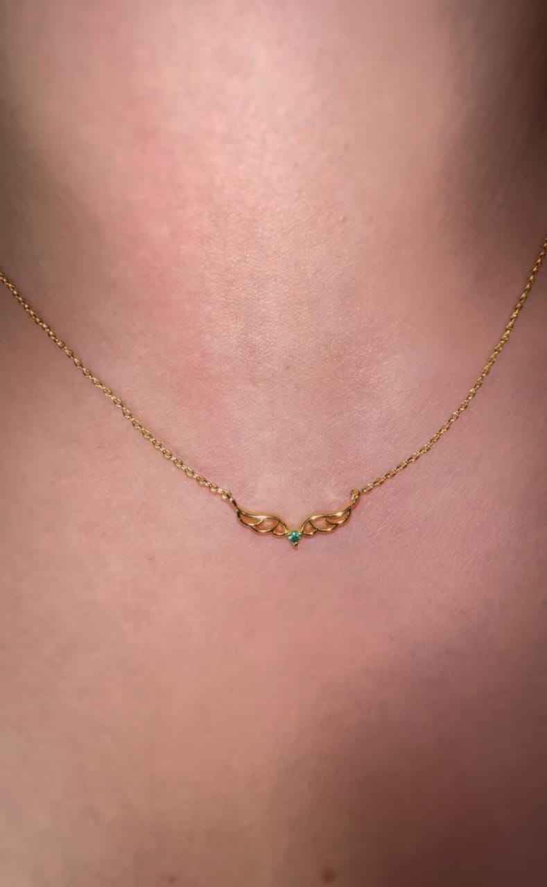 925Silver Emerald Wings Necklace
