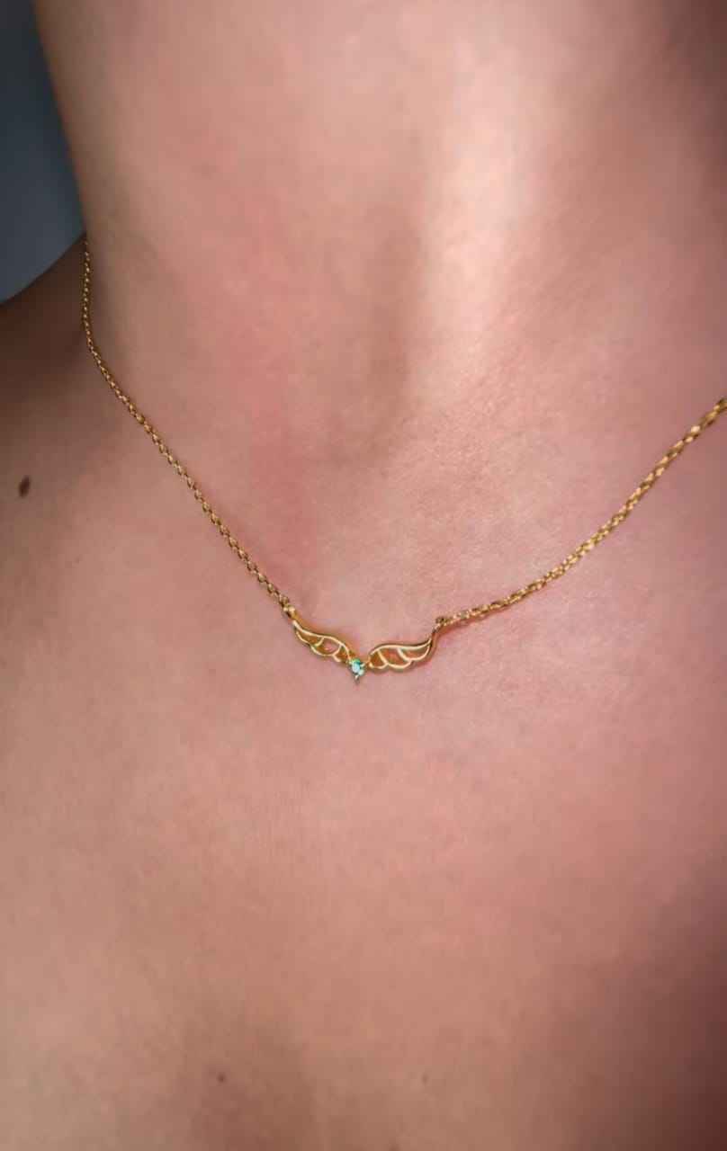 925Silver Emerald Wings Necklace