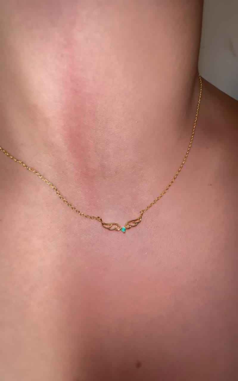 925Silver Emerald Wings Necklace