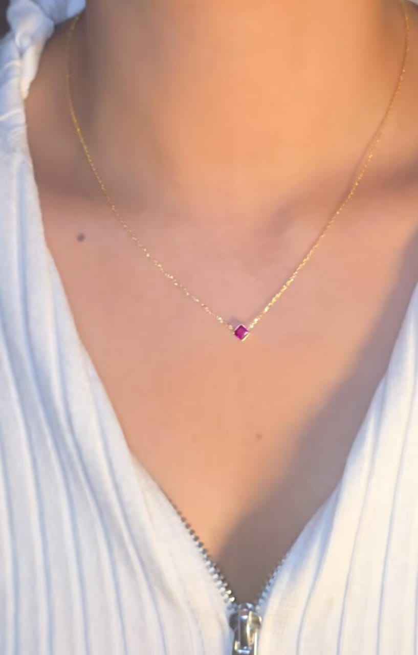 925Silver Dainty Pink Gemstone Necklace