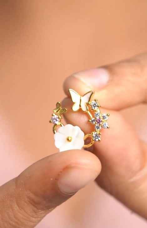 White Butterfly Flower Blossom Earrings