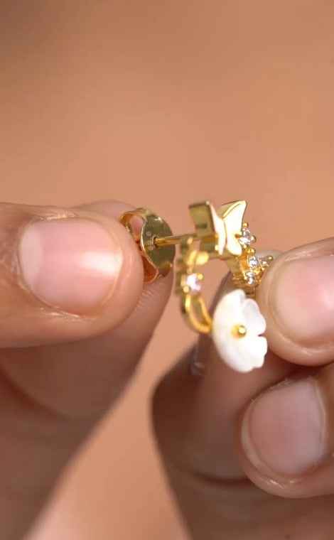White Butterfly Flower Blossom Earrings