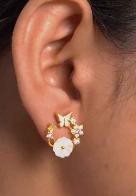 White Butterfly Flower Blossom Earrings