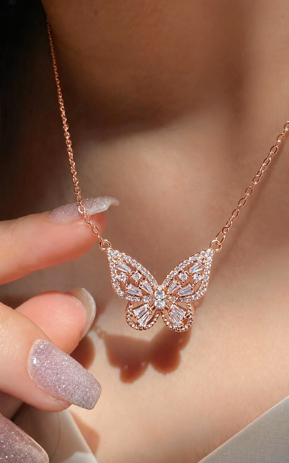 Baguette Butterfly Necklace