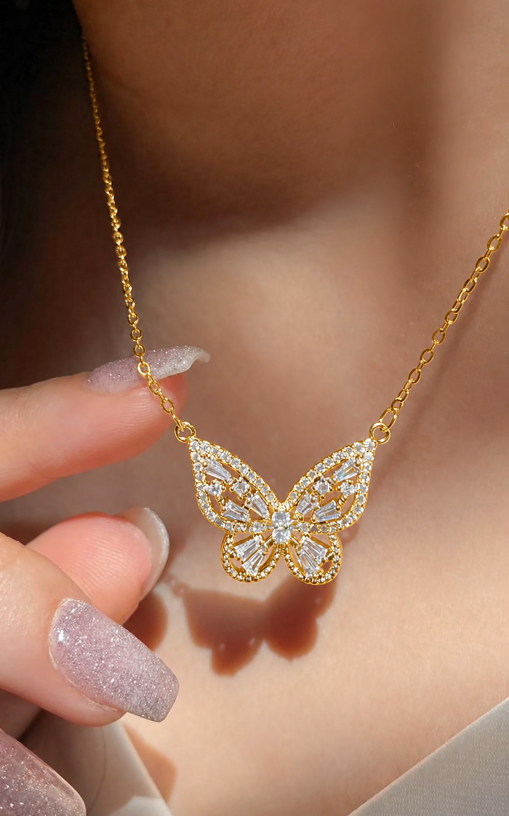 Baguette Butterfly Necklace