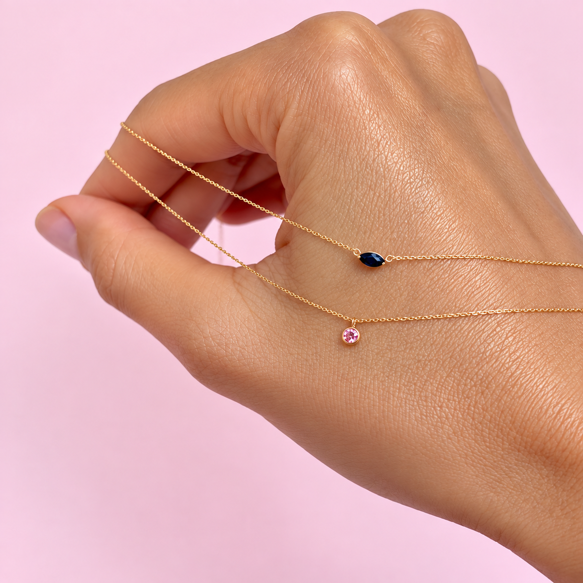 Multicolor Bezel Set Necklace