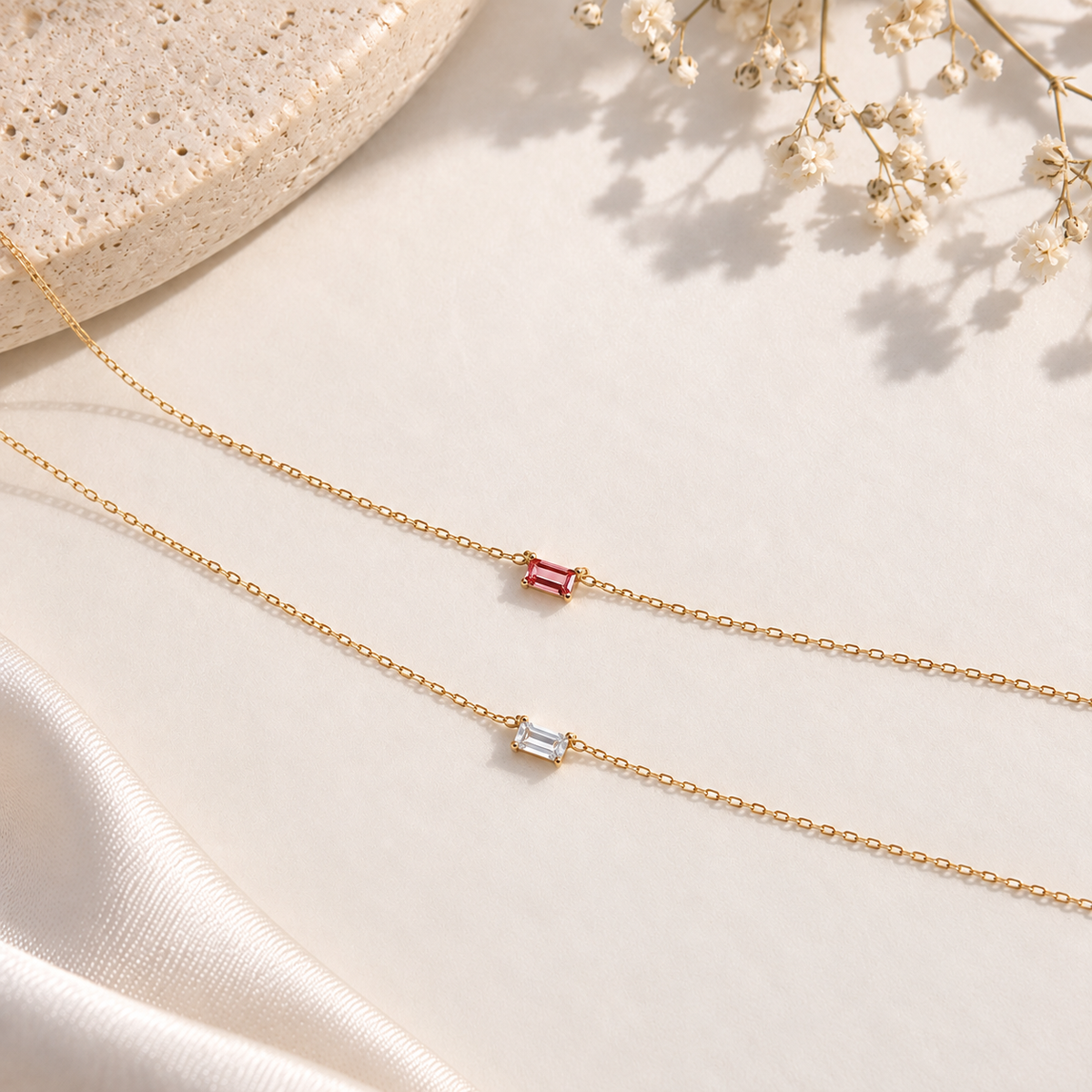 Dainty Baguette necklaces