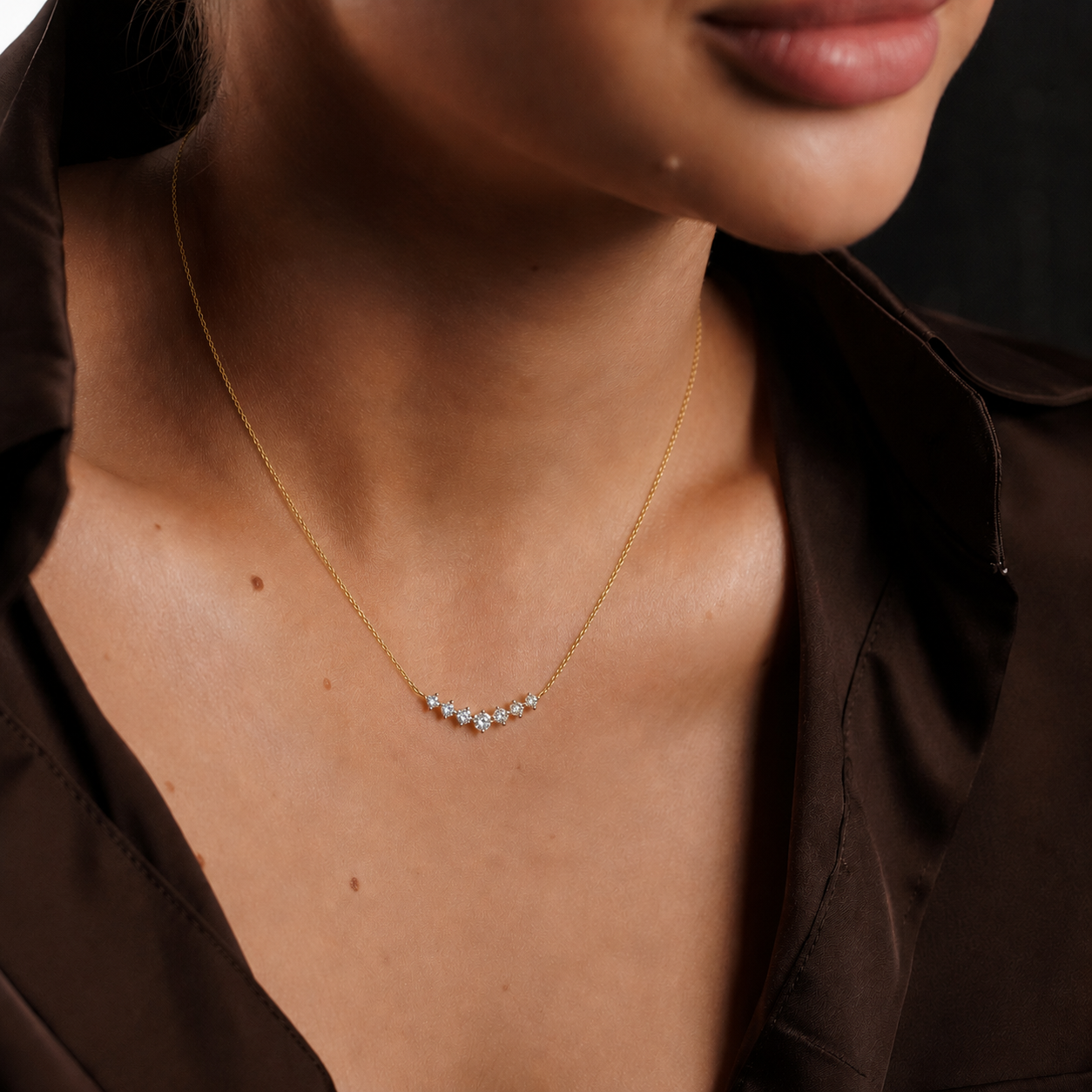 Dainty Curve Diamond Necklace