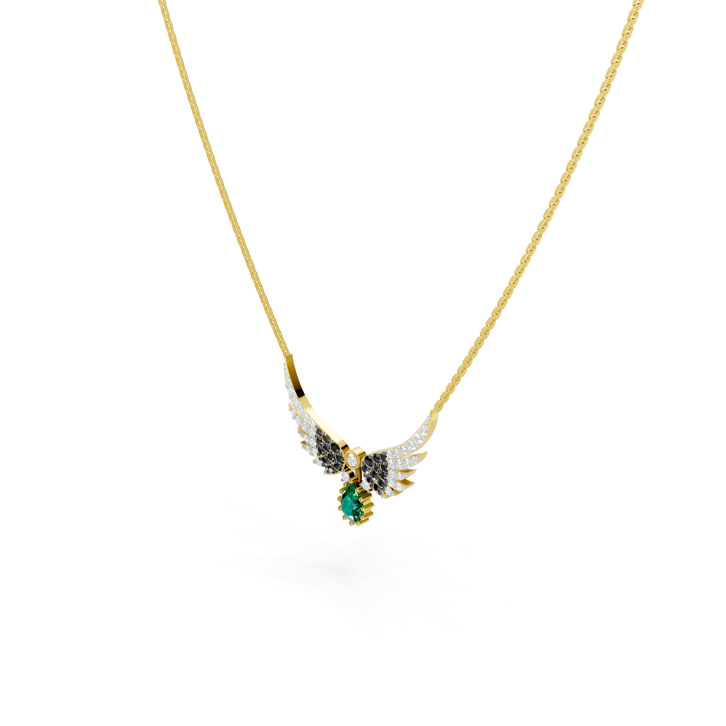 Emerald Drop Wings Necklace