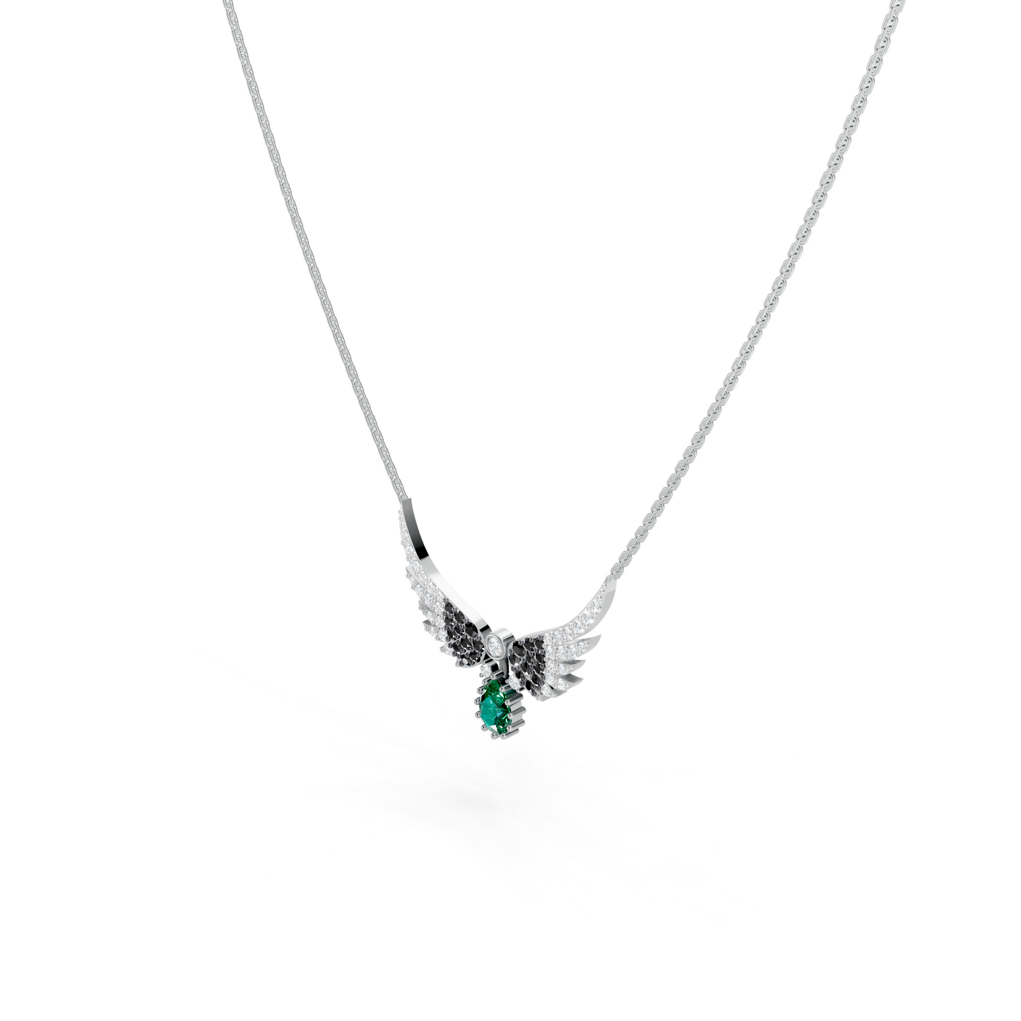 Emerald Drop Wings Necklace