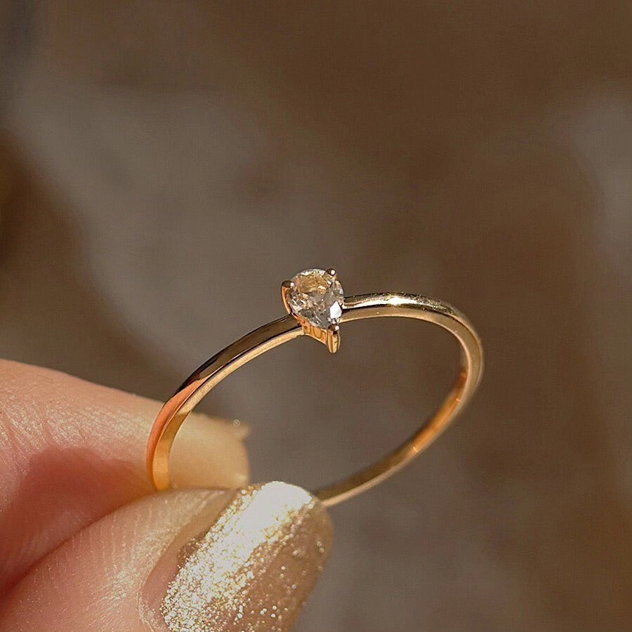 Pear Solitaire Ring