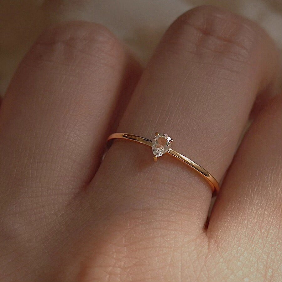 Pear Solitaire Ring
