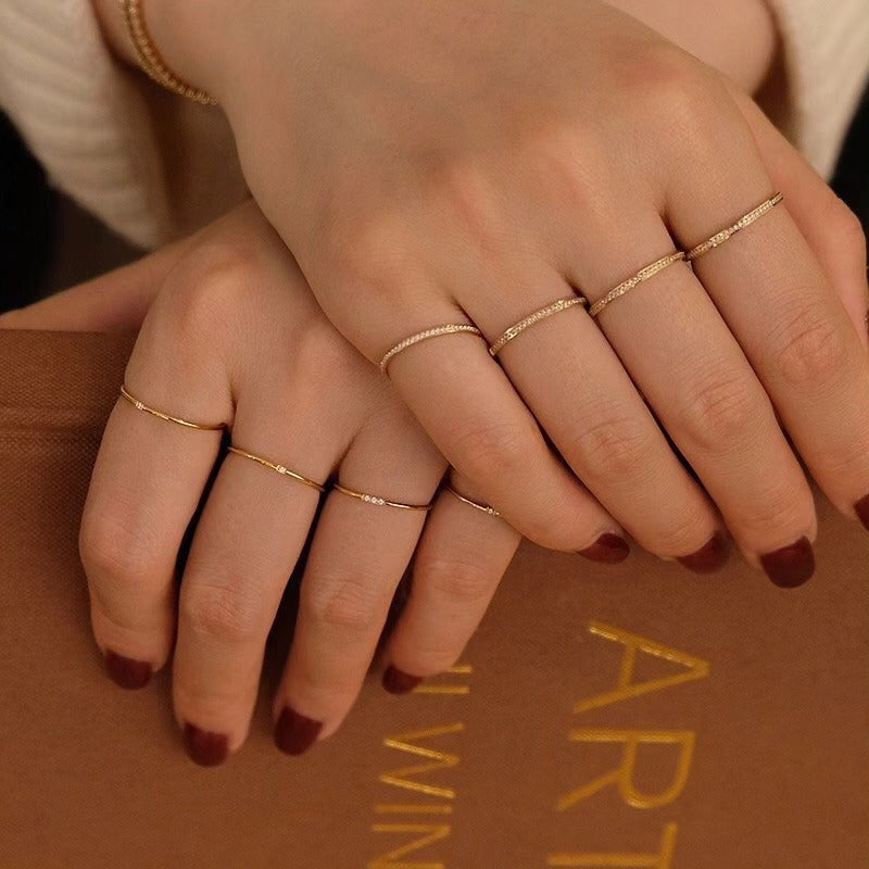 Stack Of 4 dainty Diamond rings