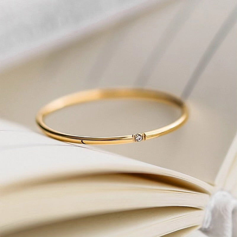 Single Diamond Band Ring