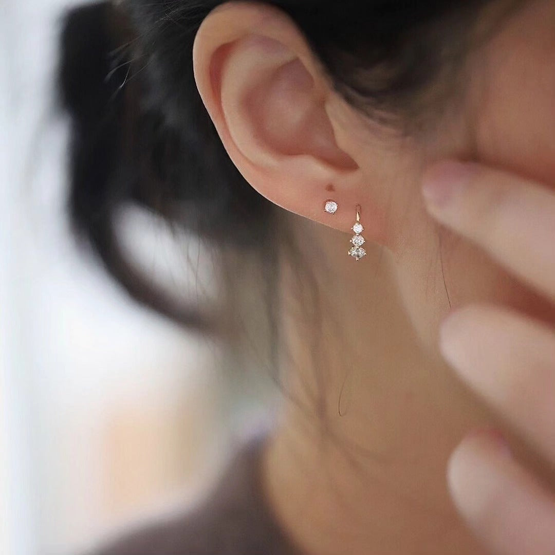 3 Mini diamond Earrings