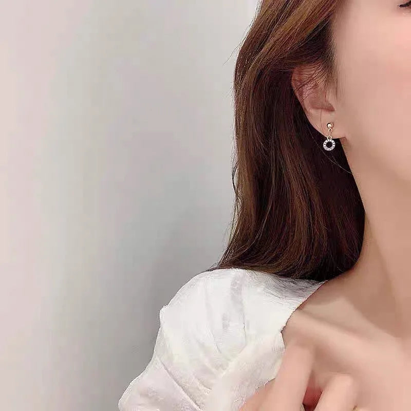 Diamond Round drop Earrings