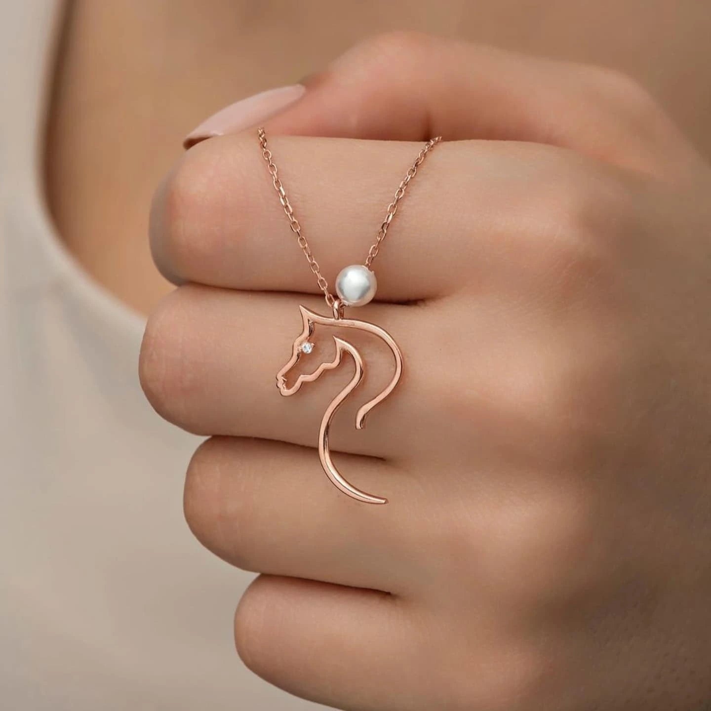 Pearl Horse Necklace