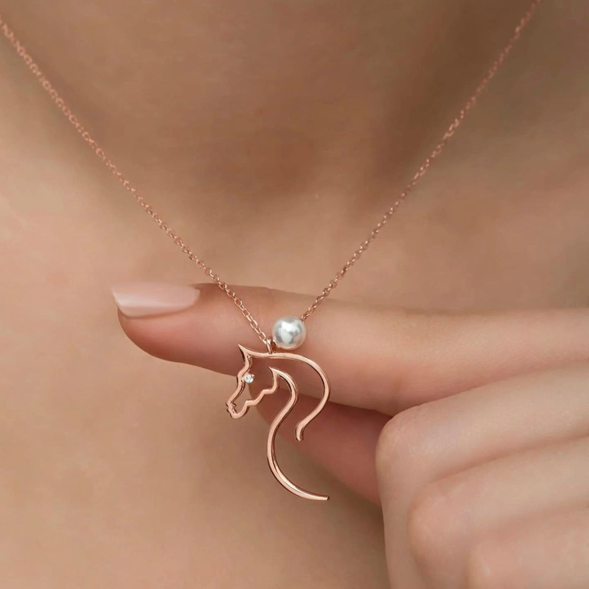Pearl Horse Necklace
