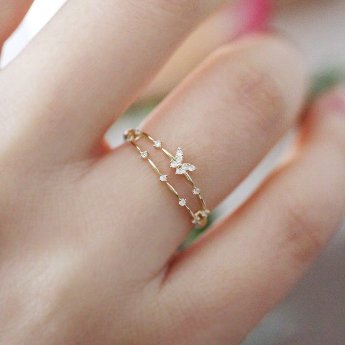 Dainty Dual Eternity Butterfly Ring