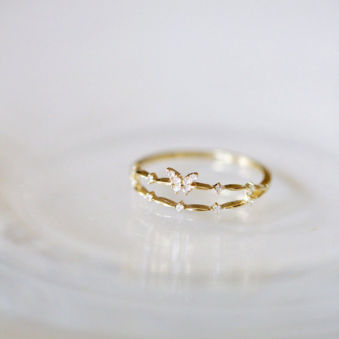 Dainty Dual Eternity Butterfly Ring