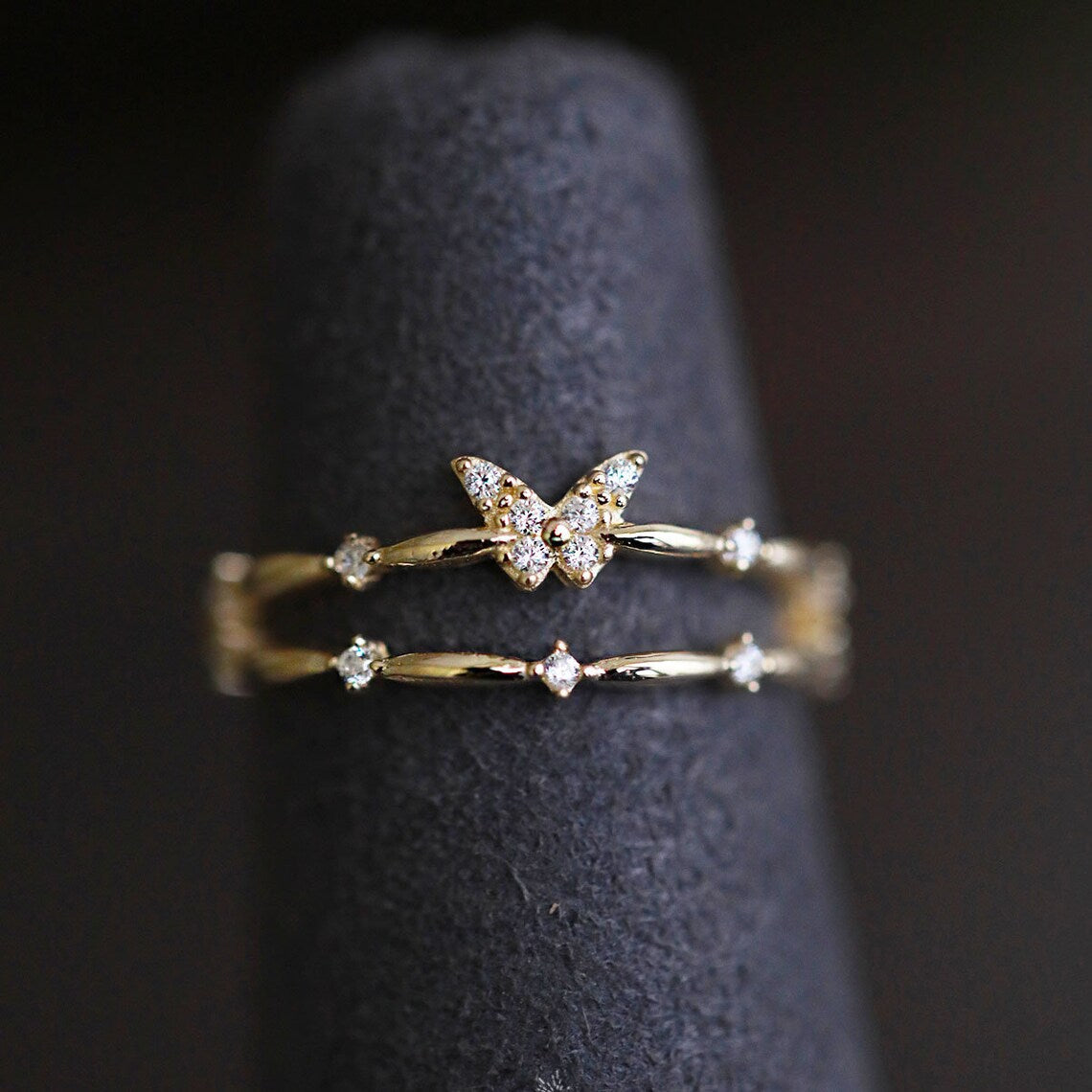 Dainty Dual Eternity Butterfly Ring