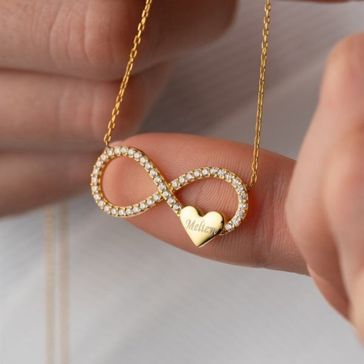 Custom Engraved Infinity Necklace