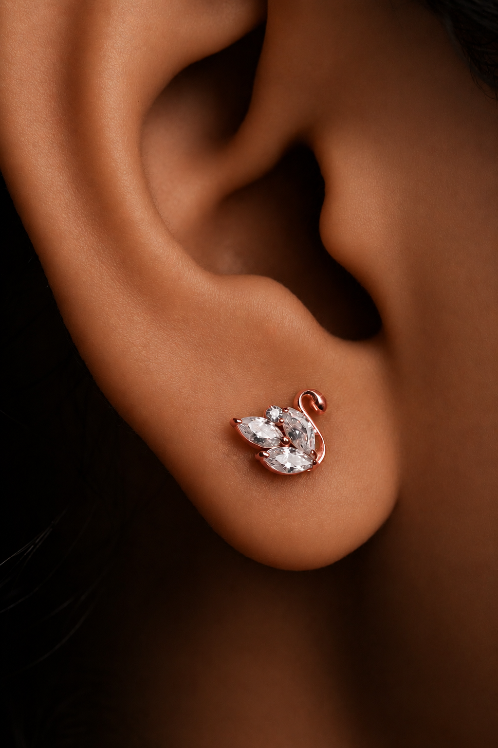 Marquise Swan Stud Earrings