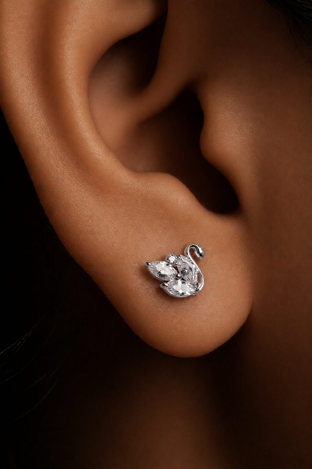 Marquise Swan Stud Earrings