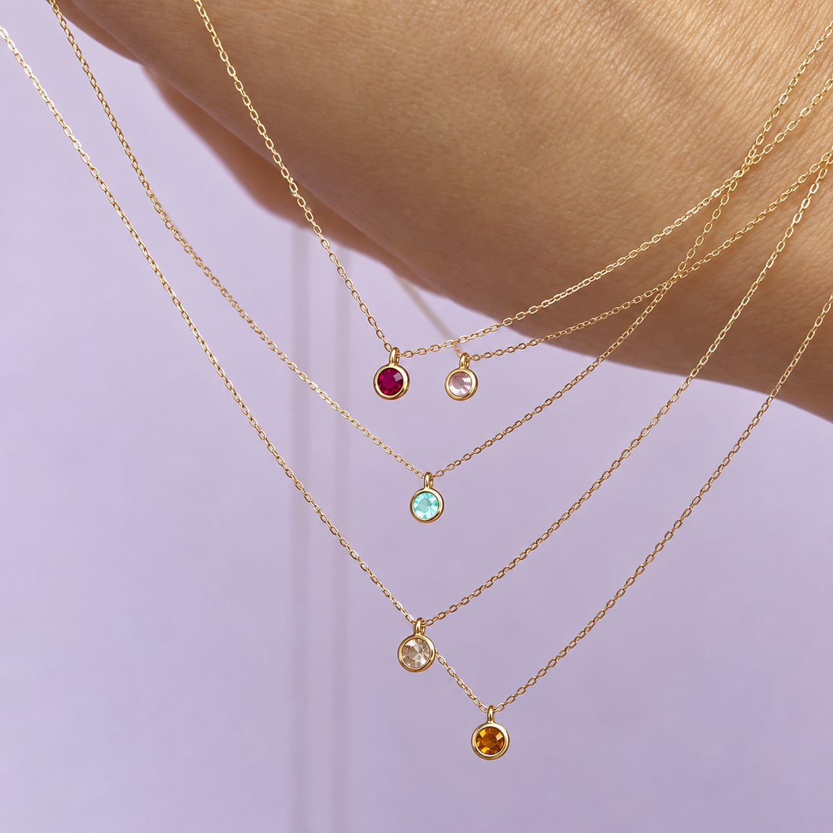 Multicolor Bezel Set Necklace