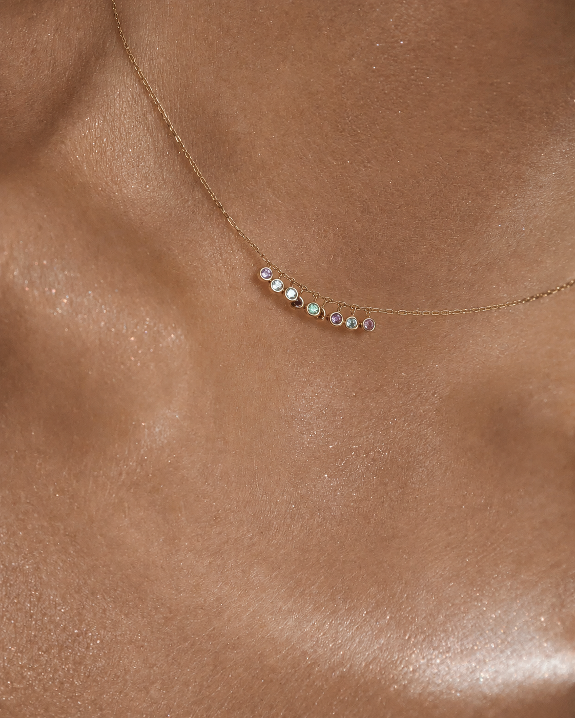 Multicolor bezel set Diamond Necklace