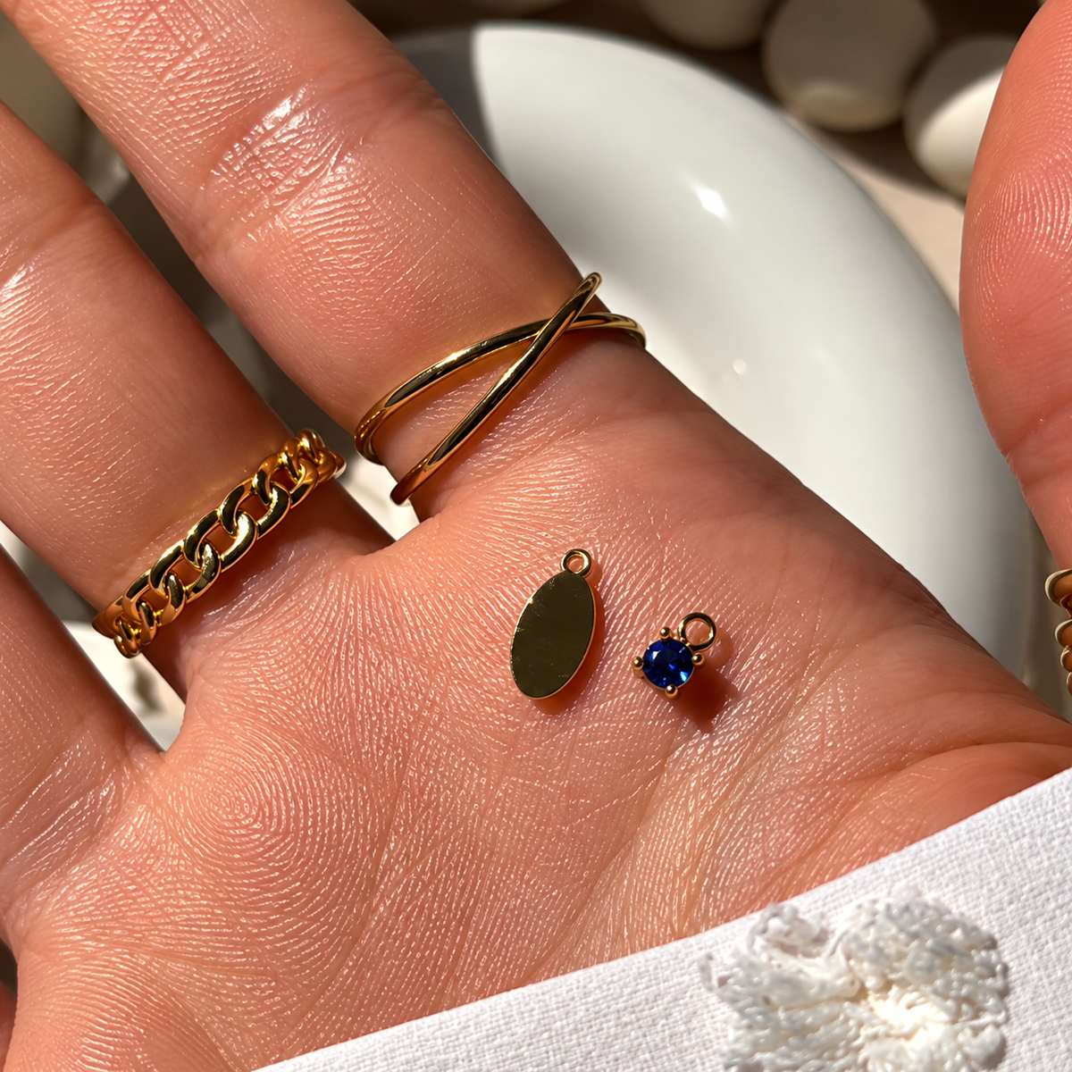 Oval Disc Initial Birthstone Necklace