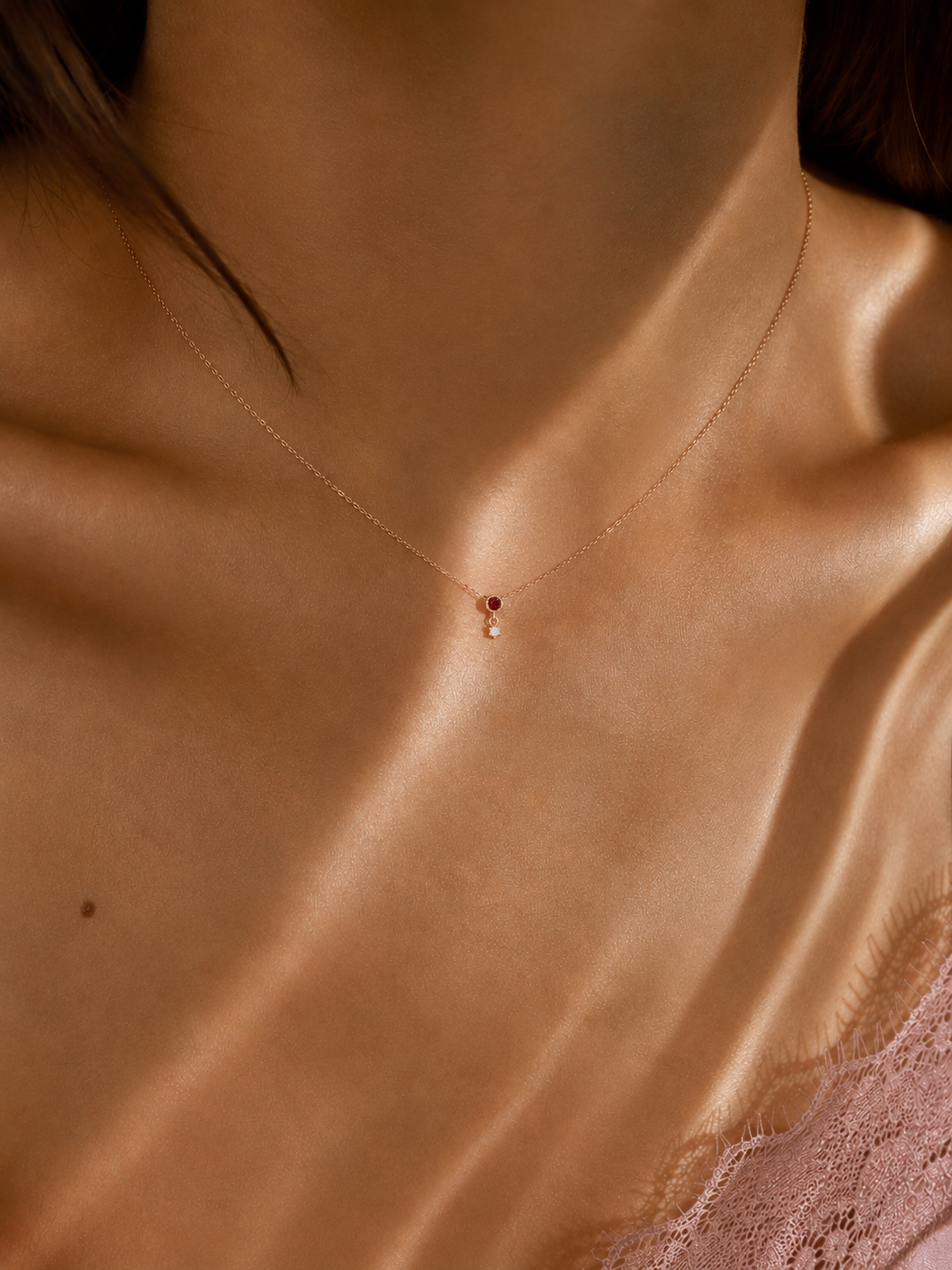 Pearl Drop Pink Gemstone Necklace
