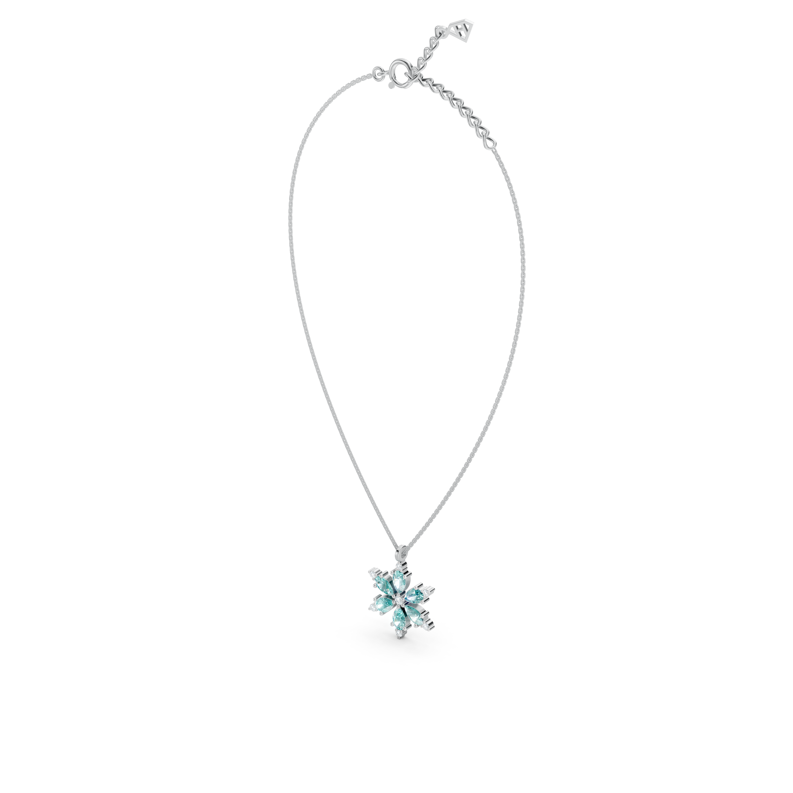Aquamarine Snowflake Necklace