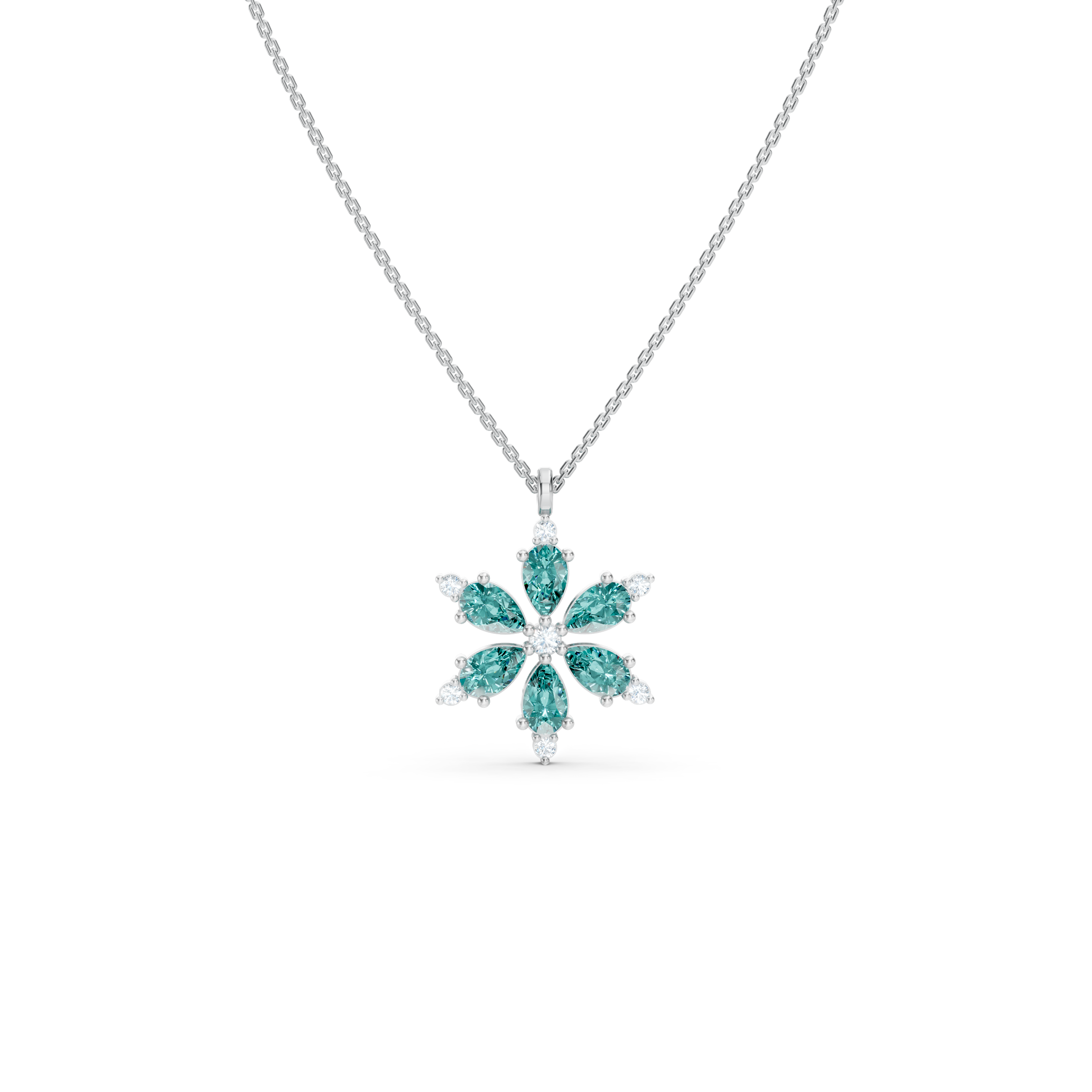 Aquamarine Snowflake Necklace
