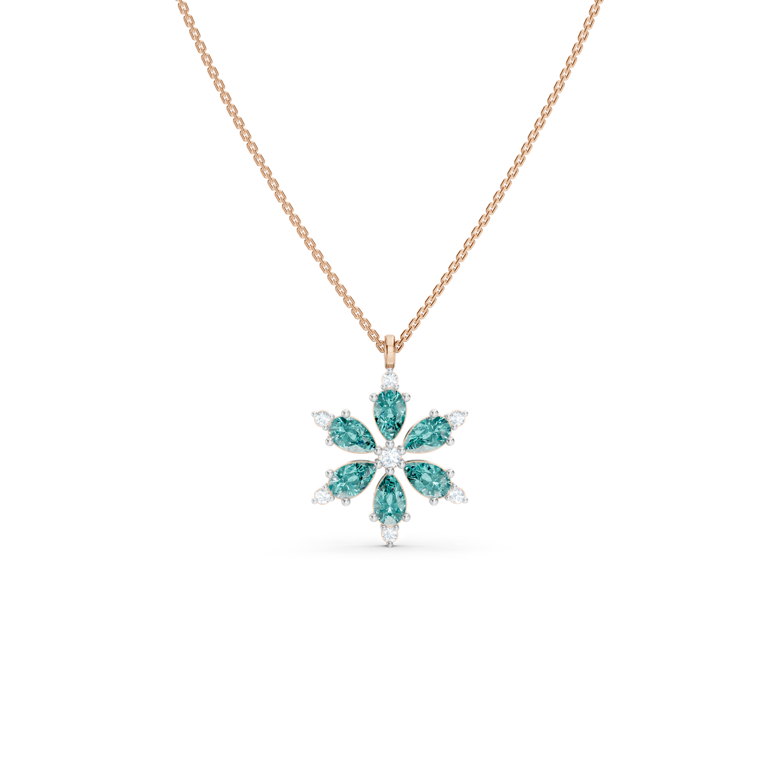 Aquamarine Snowflake Necklace