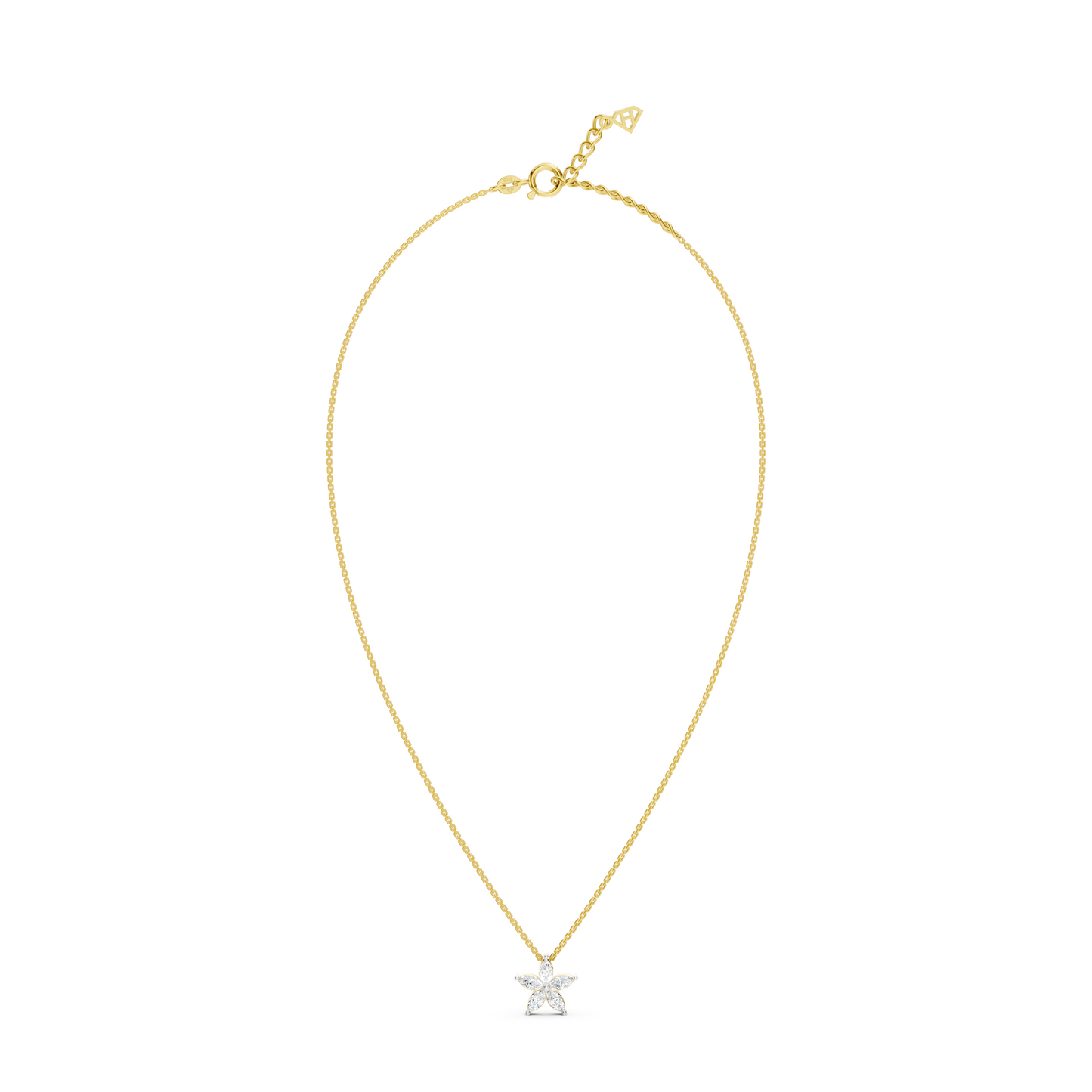 Collier fleur marquise à 5 pétales de diamants