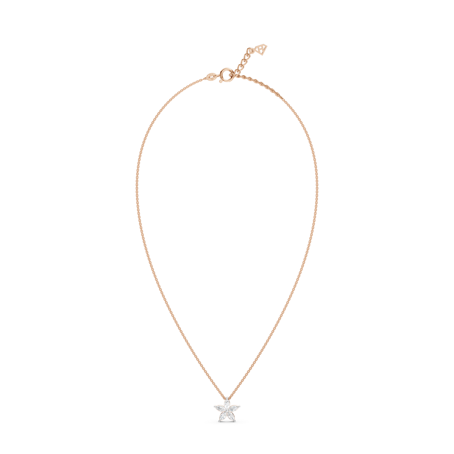 Collier fleur marquise à 5 pétales de diamants