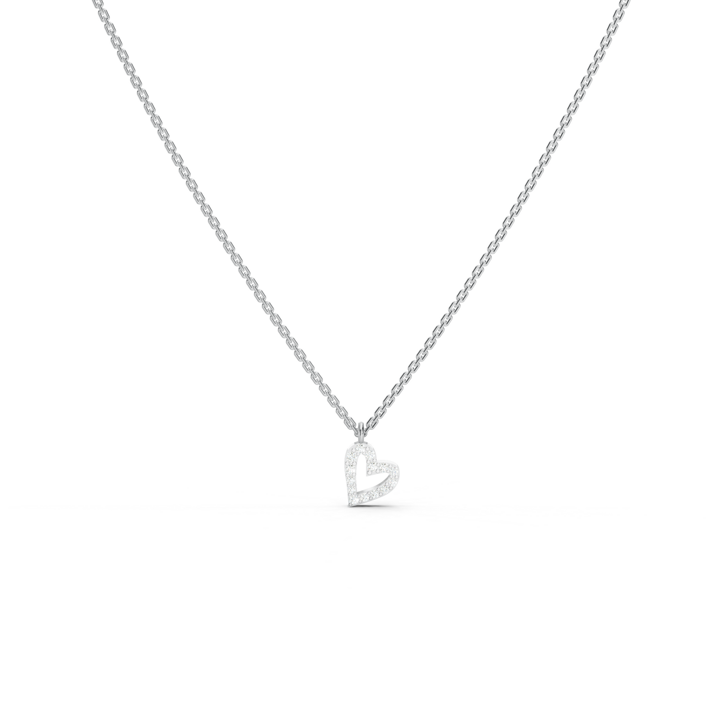 Tilted Heart Line Necklace