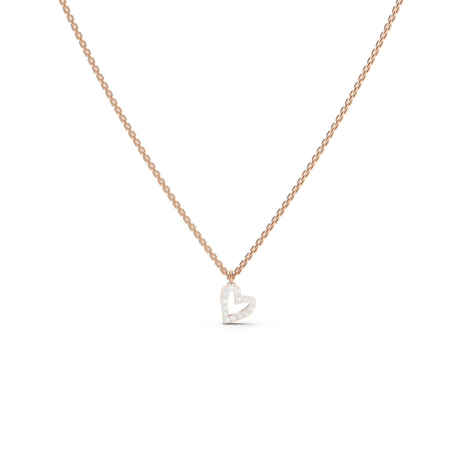 Tilted Heart Line Necklace