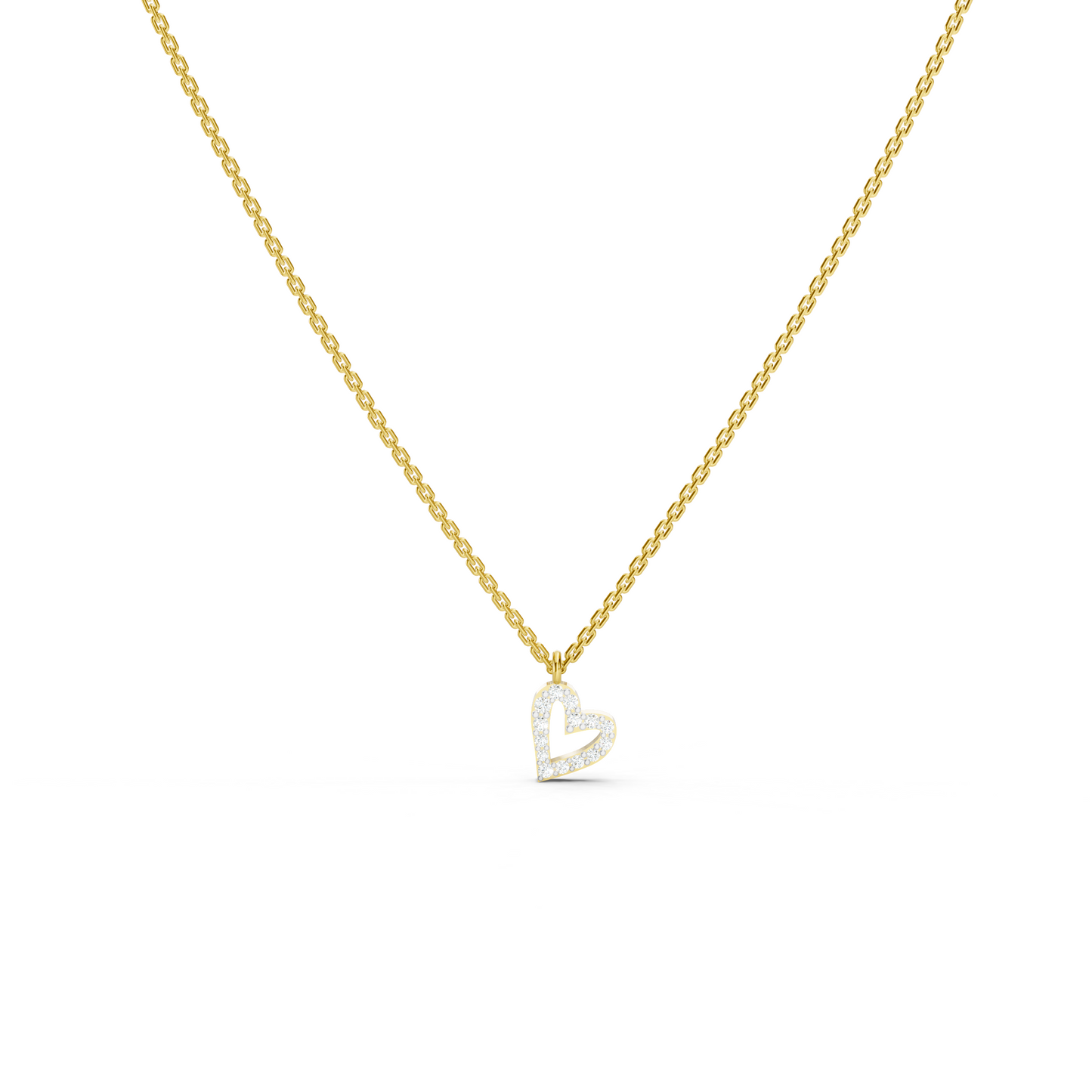 Tilted Heart Line Necklace