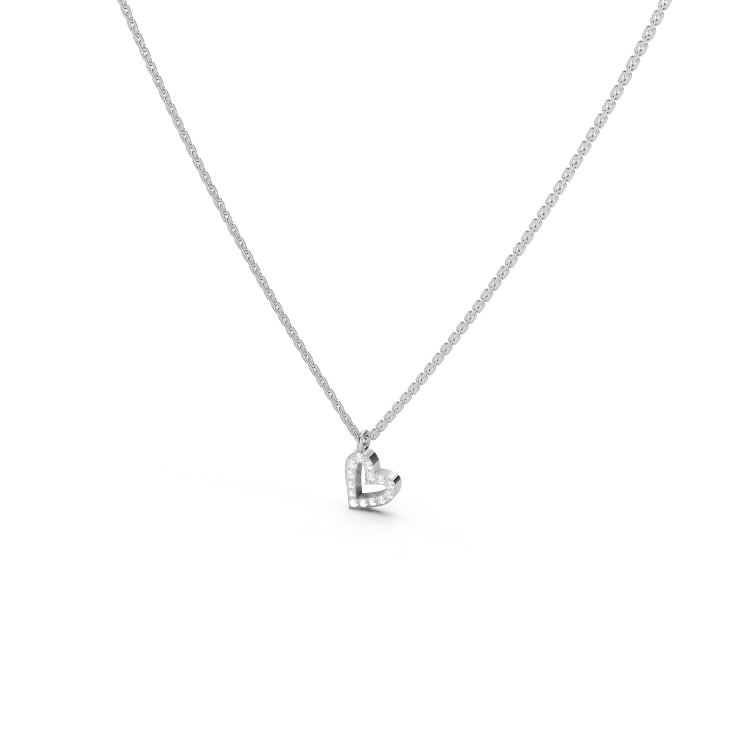 Tilted Heart Line Necklace