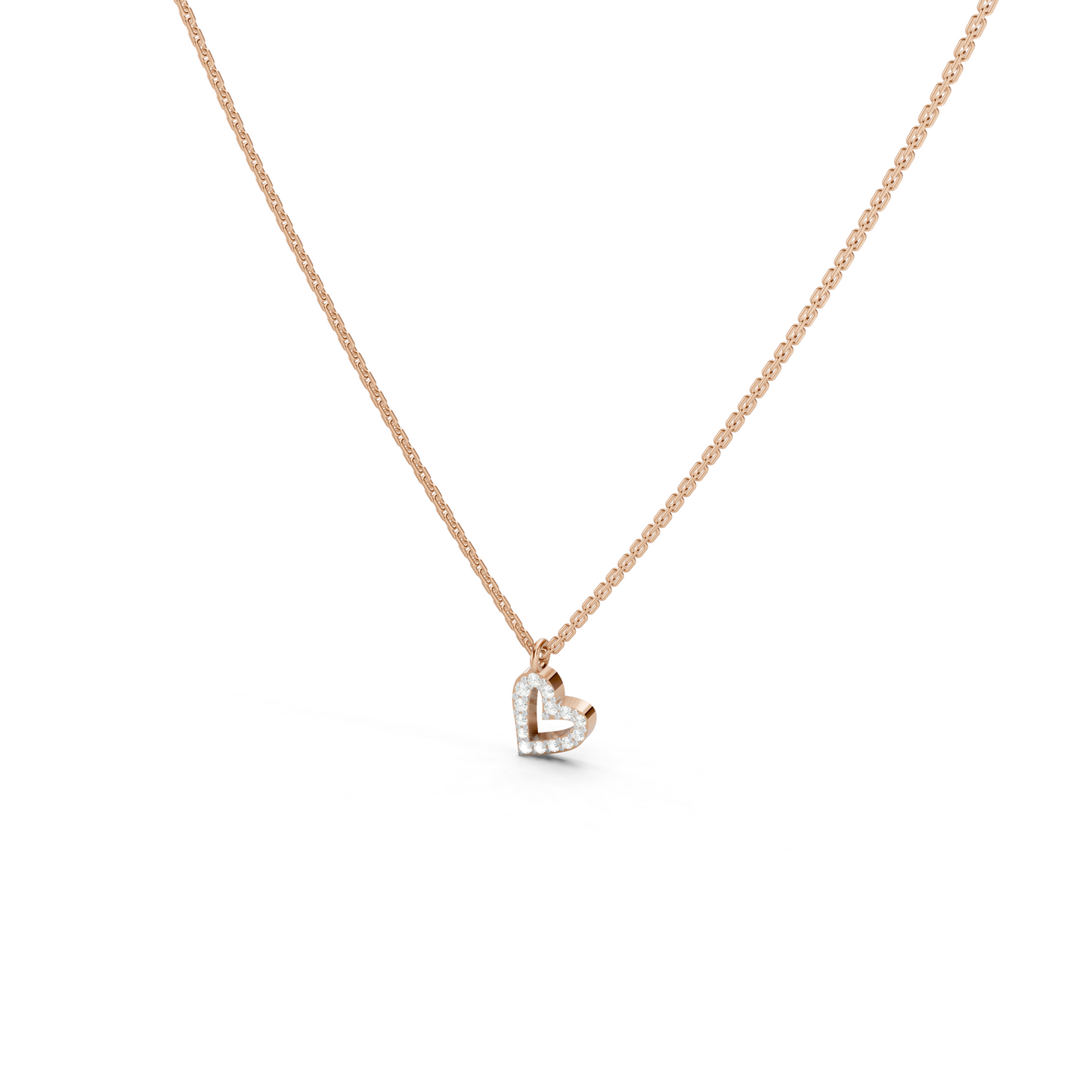 Tilted Heart Line Necklace