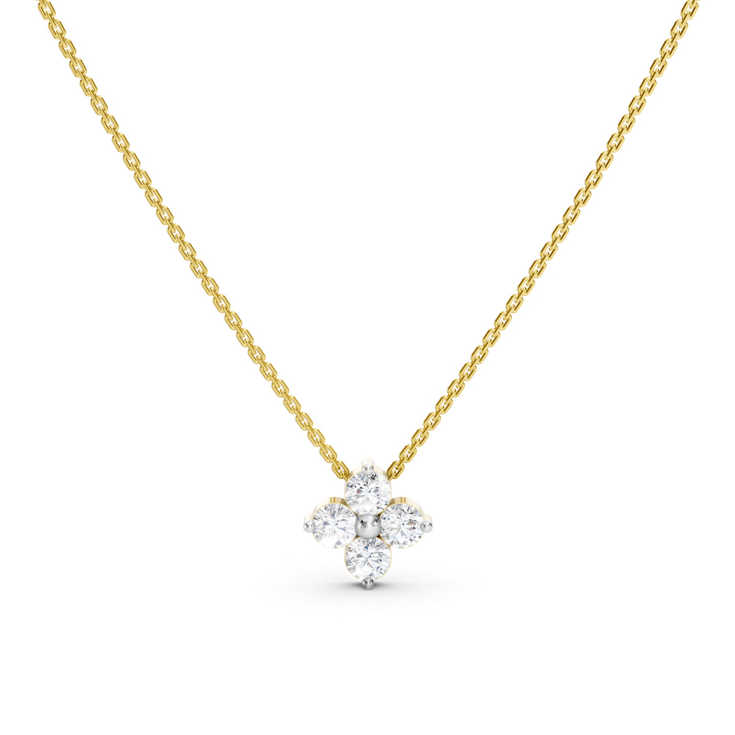 Collier Fleur 4 Diamants