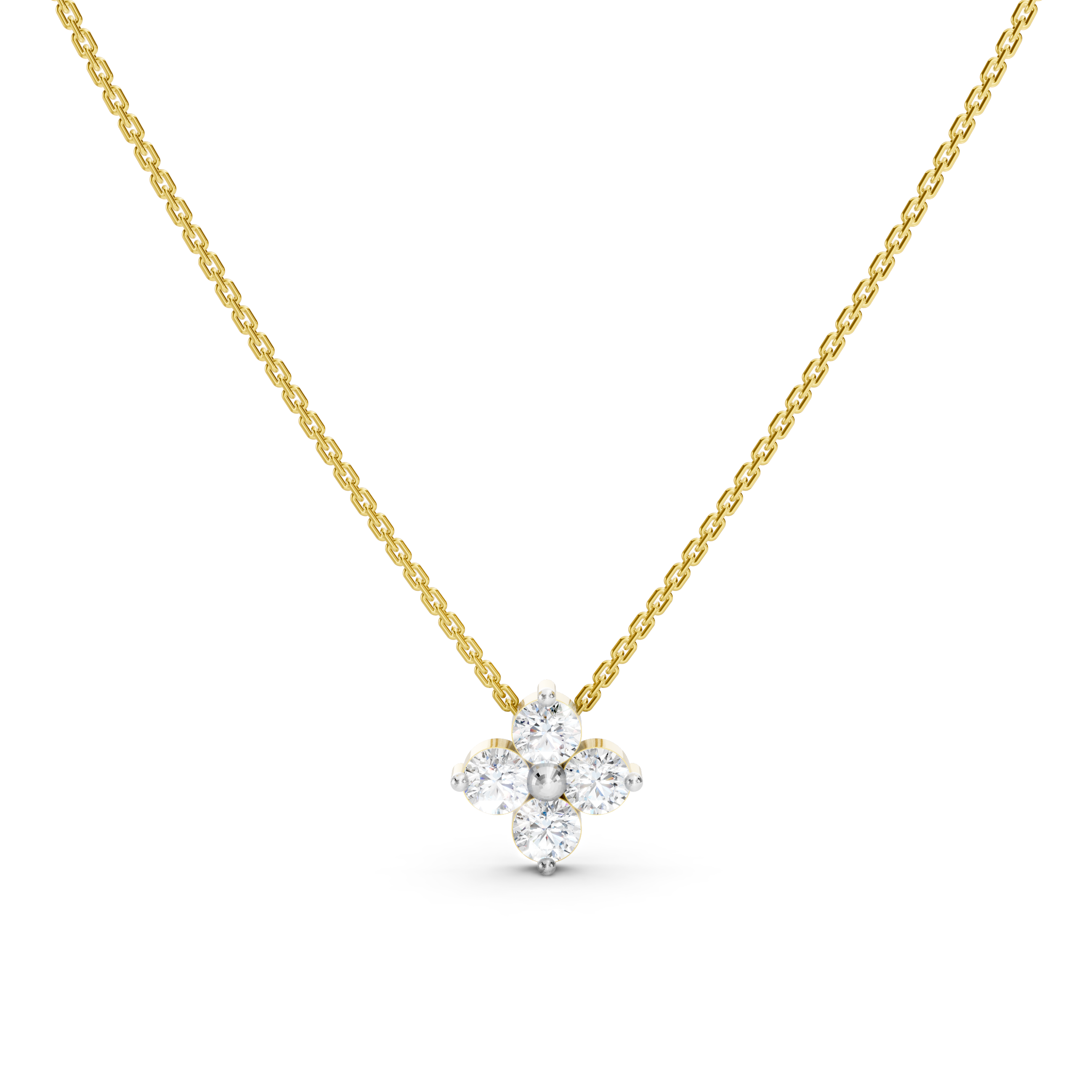 Collier Fleur 4 Diamants