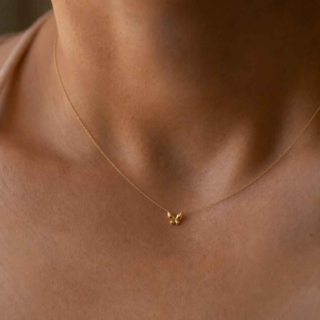 Puffed Butterfly Necklace