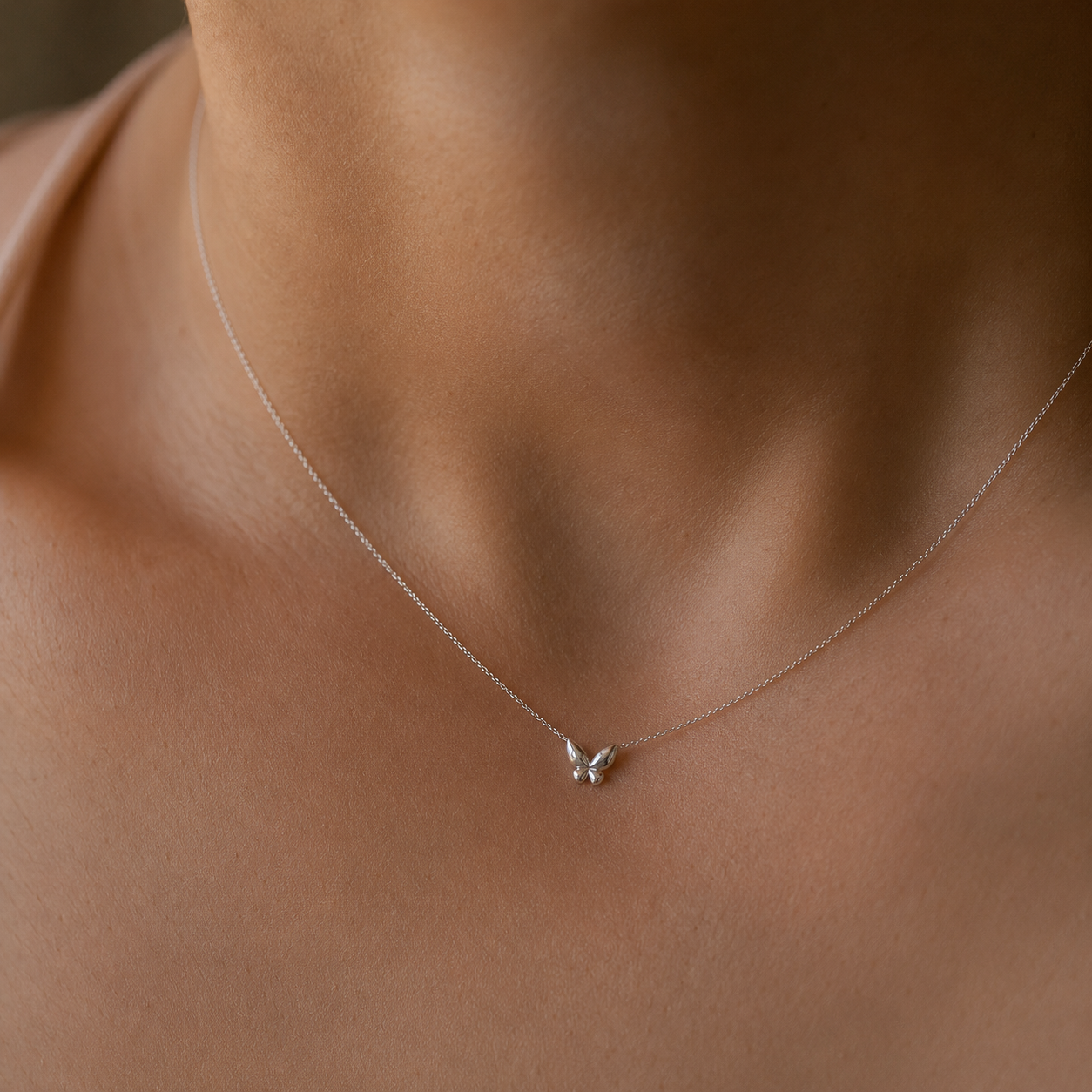 Puffed Butterfly Necklace