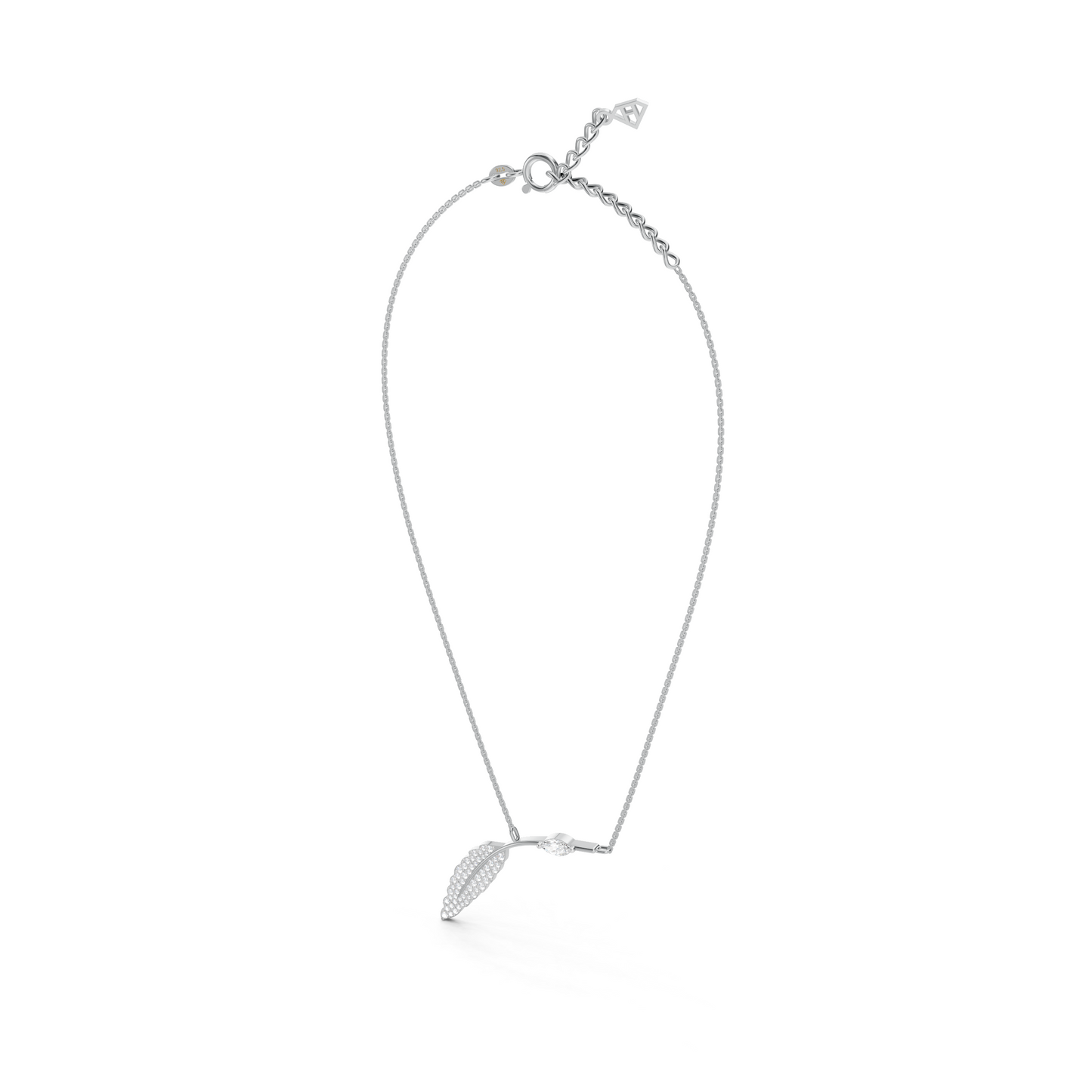 Collier Solitaire Marquise Feuillu