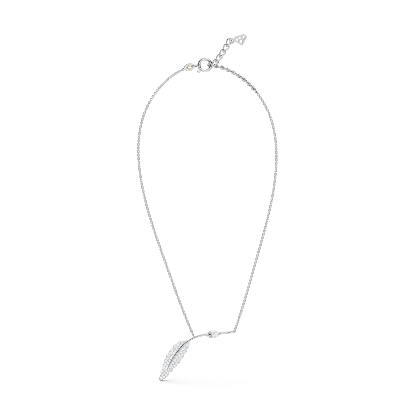 Collier Solitaire Marquise Feuillu