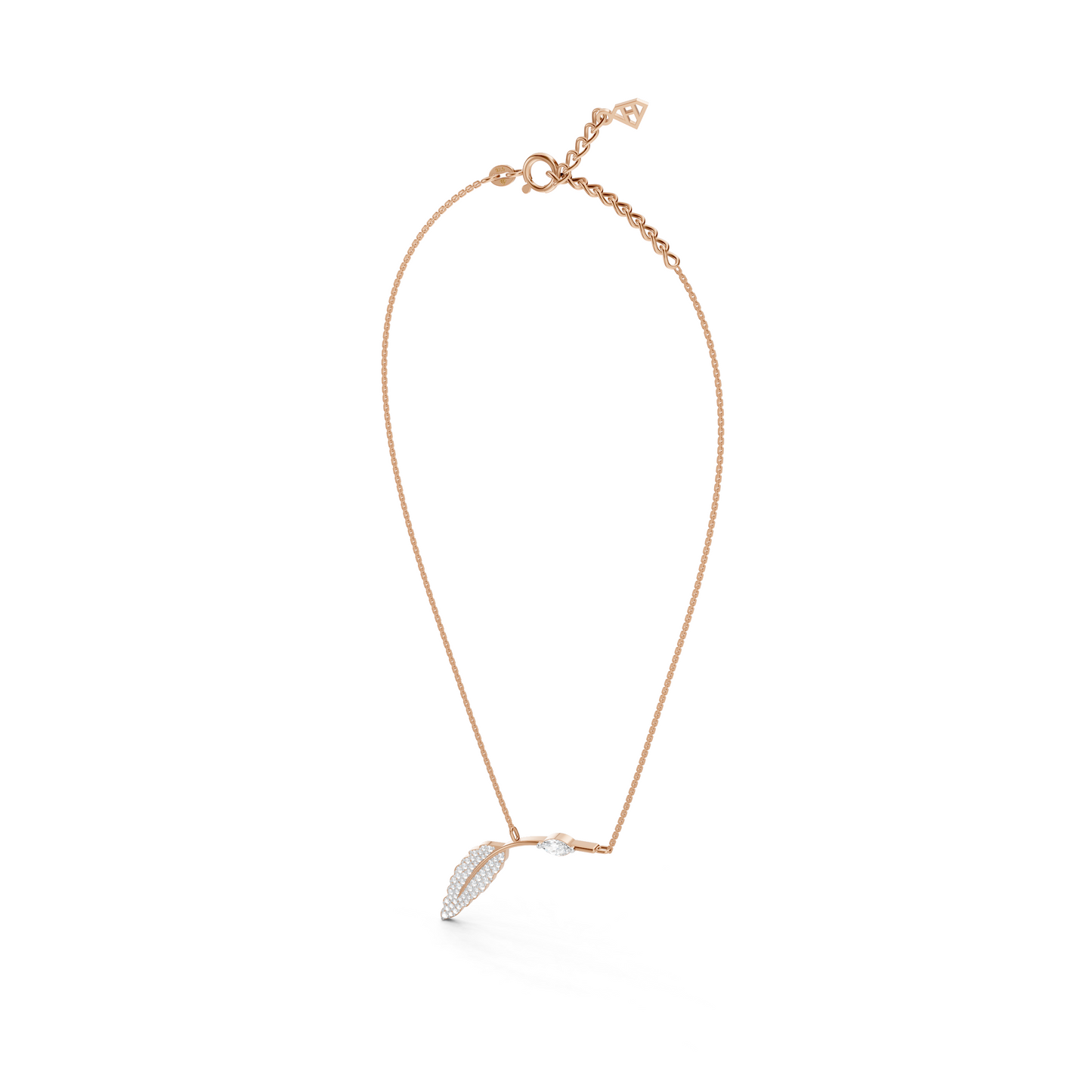 Collier Solitaire Marquise Feuillu