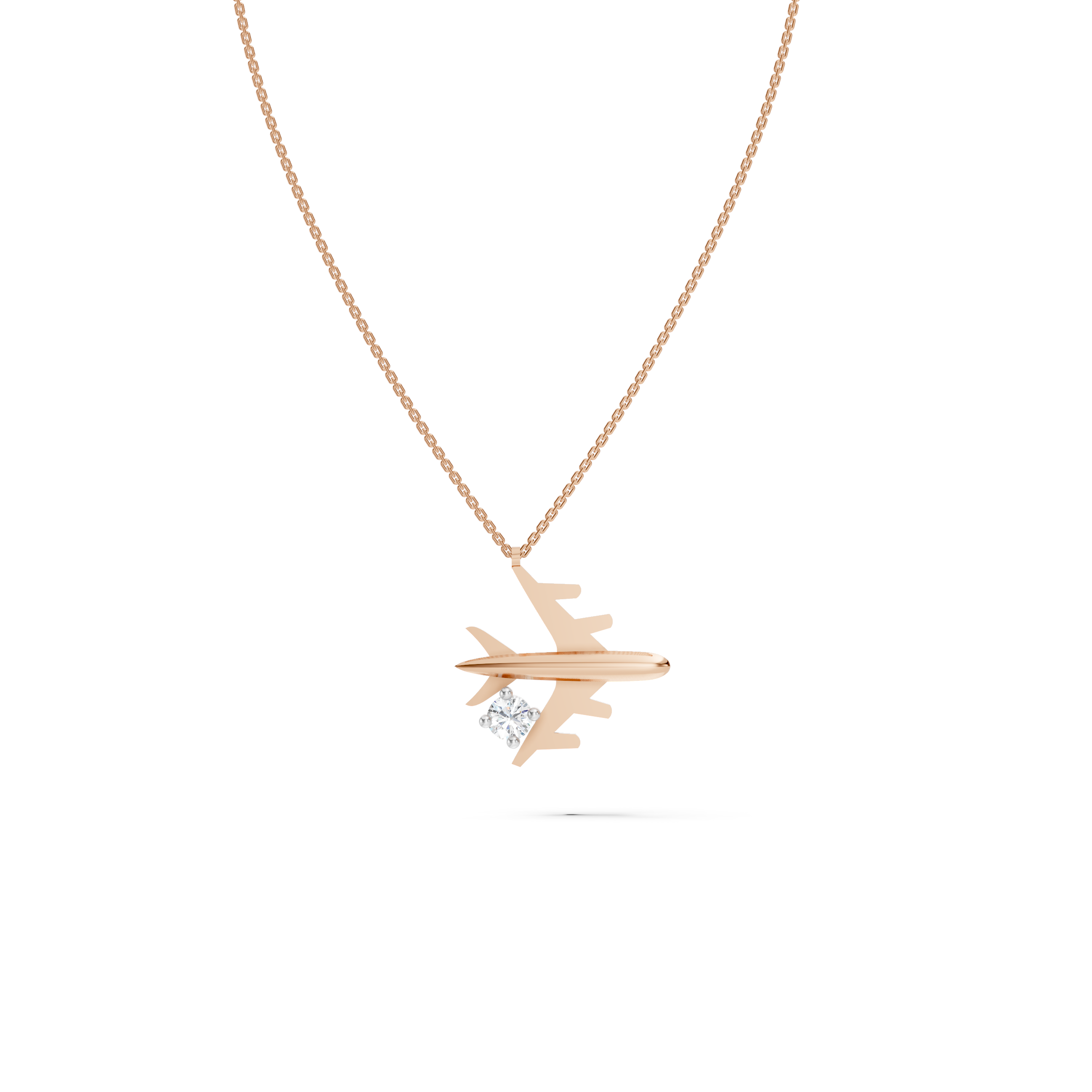 Solitaire Diamond Aircraft Necklace